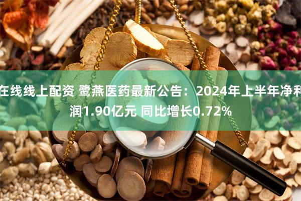 在线线上配资 鹭燕医药最新公告：2024年上半年净利润1.90亿元 同比增长0.72%